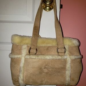Tan Fluffy and Suede Textured Purse